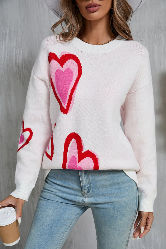 Angel Wings Heart Round Neck Long Sleeve Sweater - Ryzela