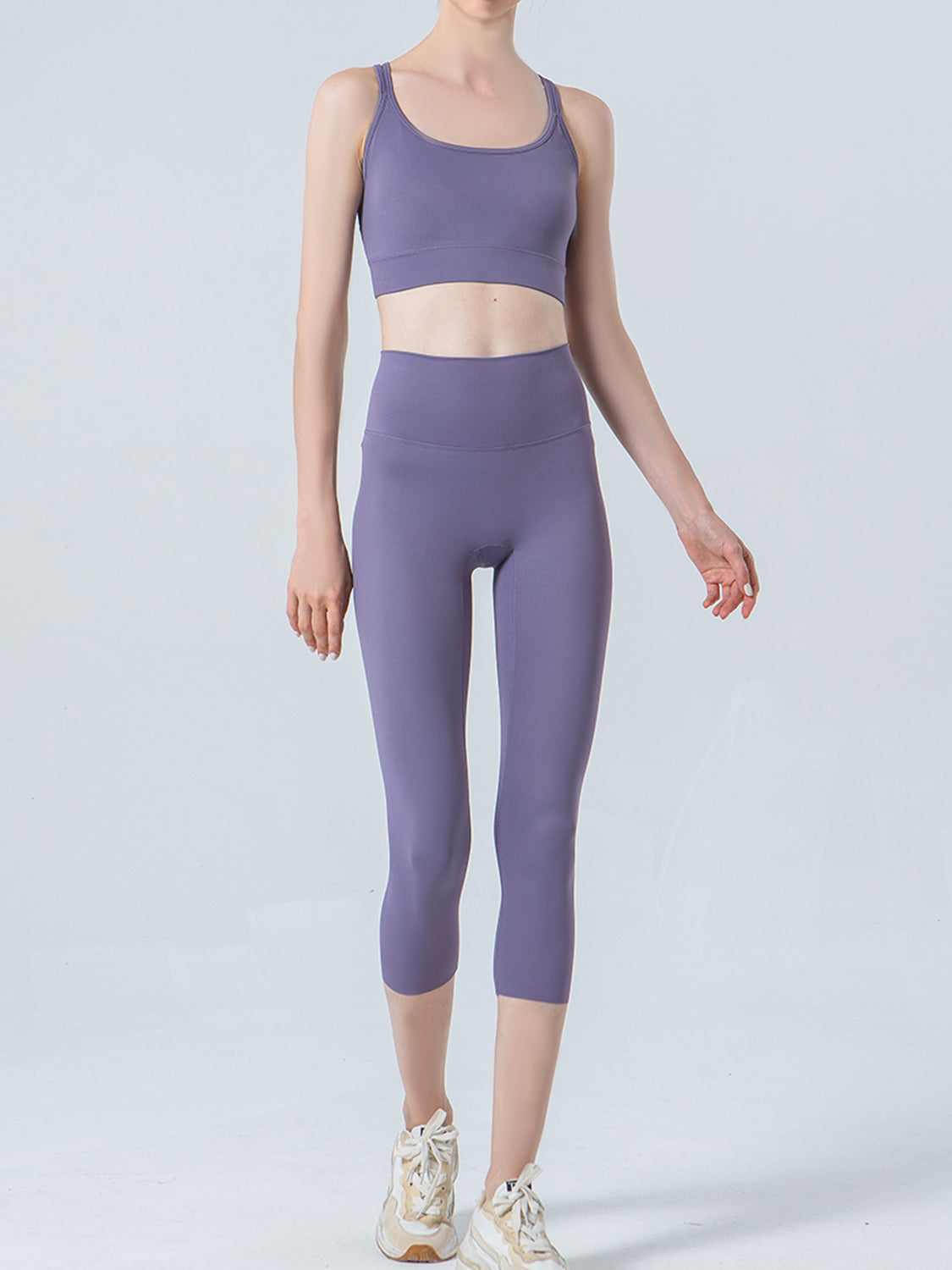 Wide Waistband Cropped Sports Leggings - Ryzela