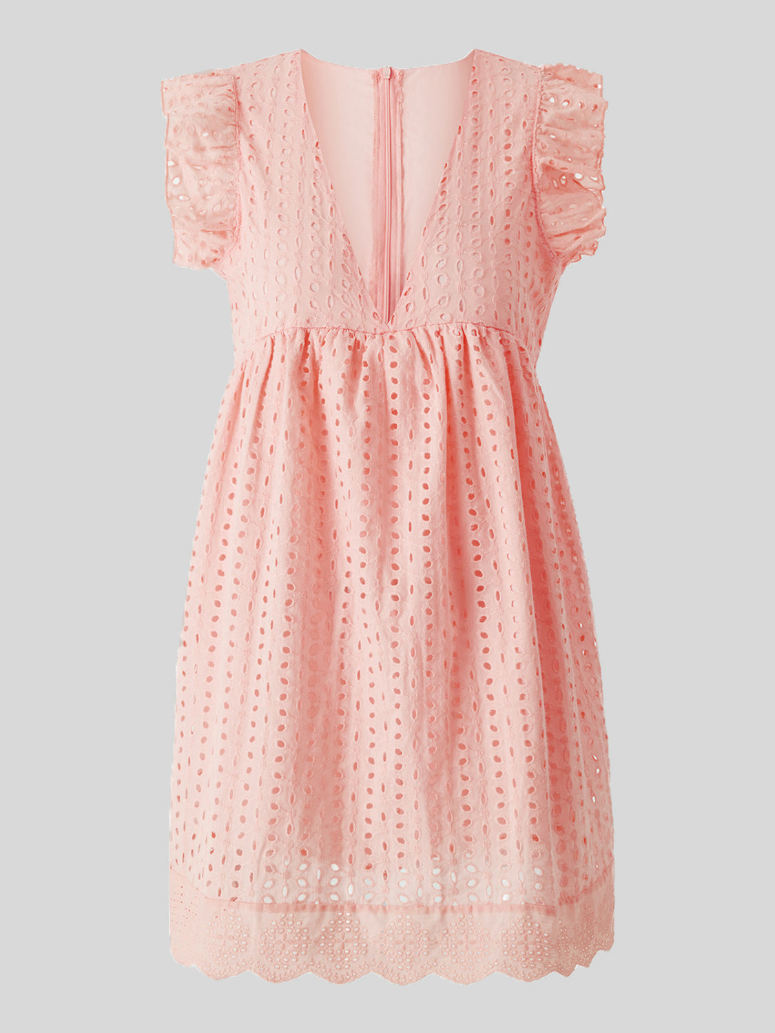 Ruffled Eyelet Cap Sleeve Mini Dress - Ryzela