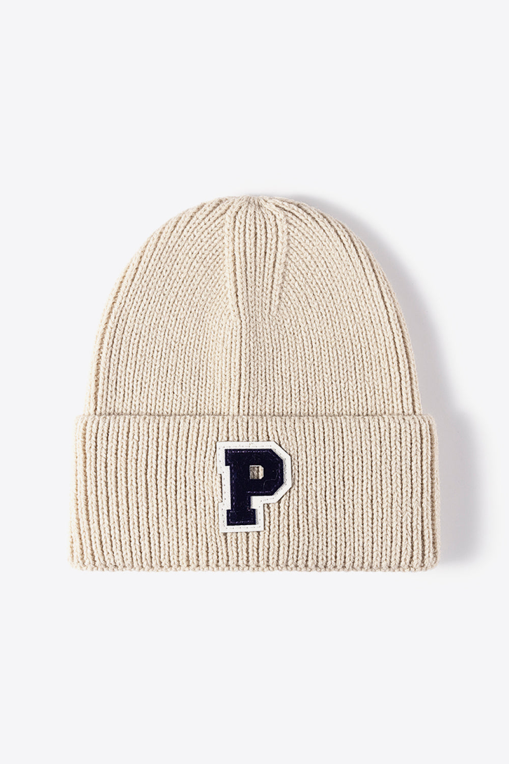 Letter Patch Cuffed Knit Beanie - Ryzela