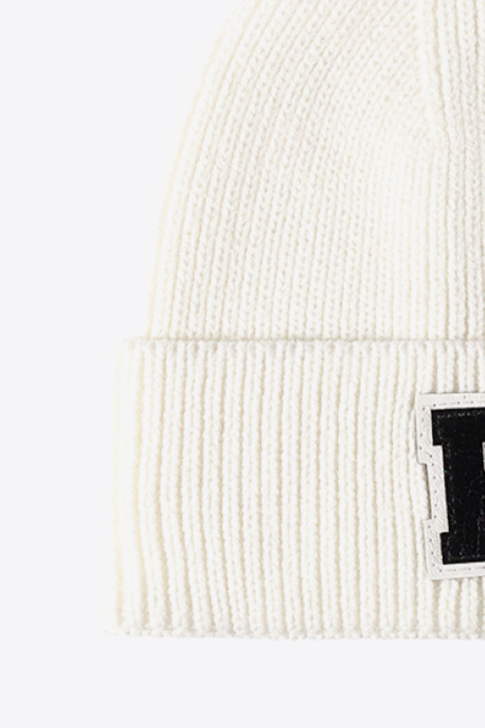 Letter Patch Cuffed Knit Beanie - Ryzela