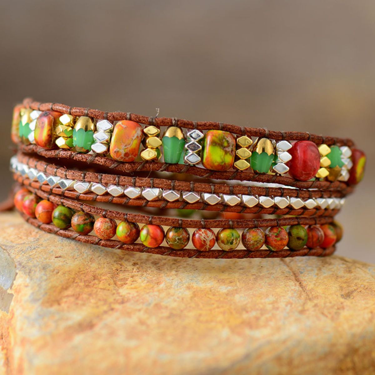 Natural Stone Woven Bracelet - Ryzela