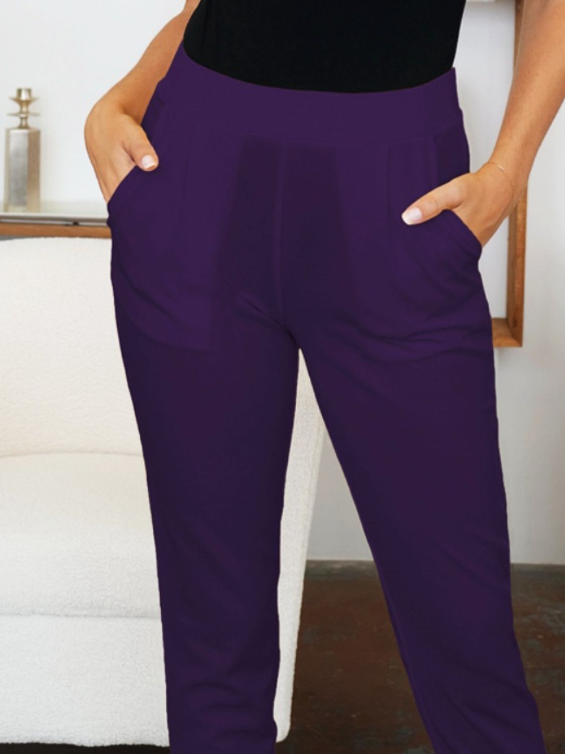 Pocketed High Waist Skinny Pants - Ryzela