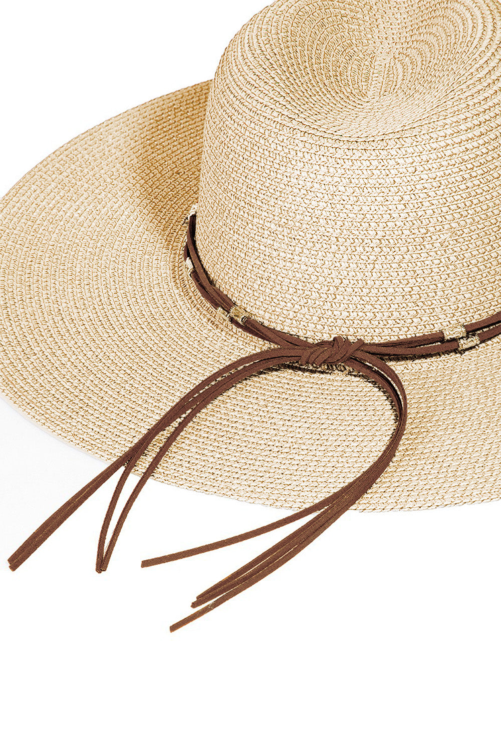 Fame Rope Strap Wide Brim Weave Hat - Ryzela