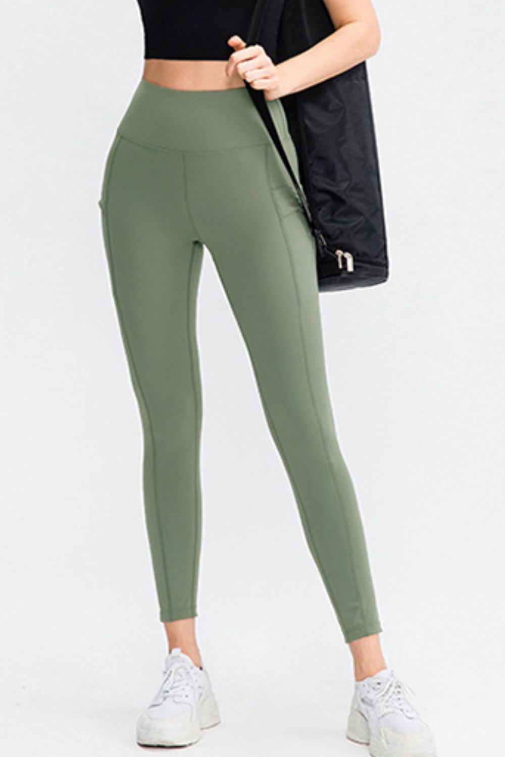 Wide Waistband Slim Fit Long Sports Pants with Pocket - Ryzela