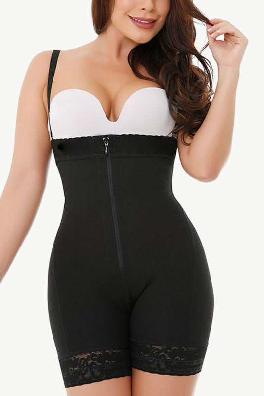 Full Size Zip Up Under-Bust Shaping Bodysuit - Ryzela