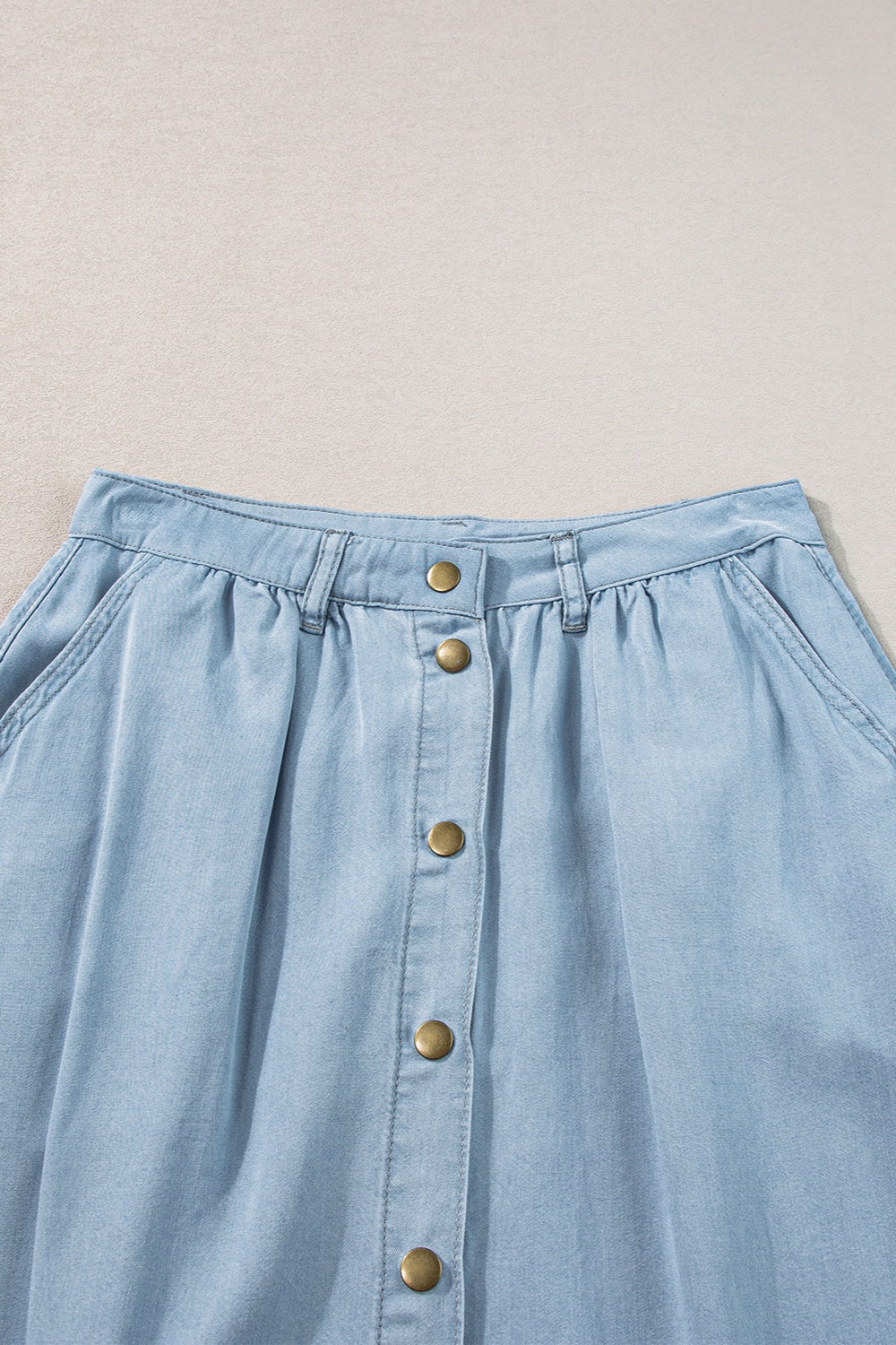 Snap Down High Waist Denim Skirt - Ryzela