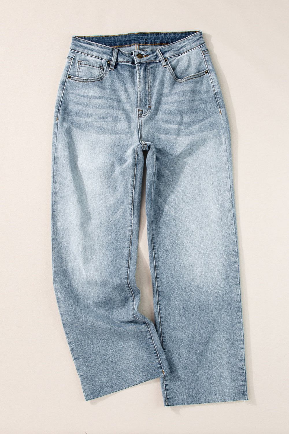 High Waist Straight Jeans with Pockets - Ryzela