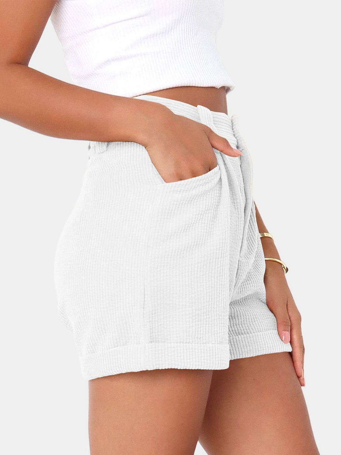 Full Size High Waist Shorts with Pockets - Ryzela