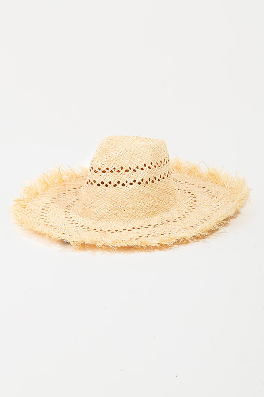 Fame Openwork Raw Hem Weave Hat - Ryzela