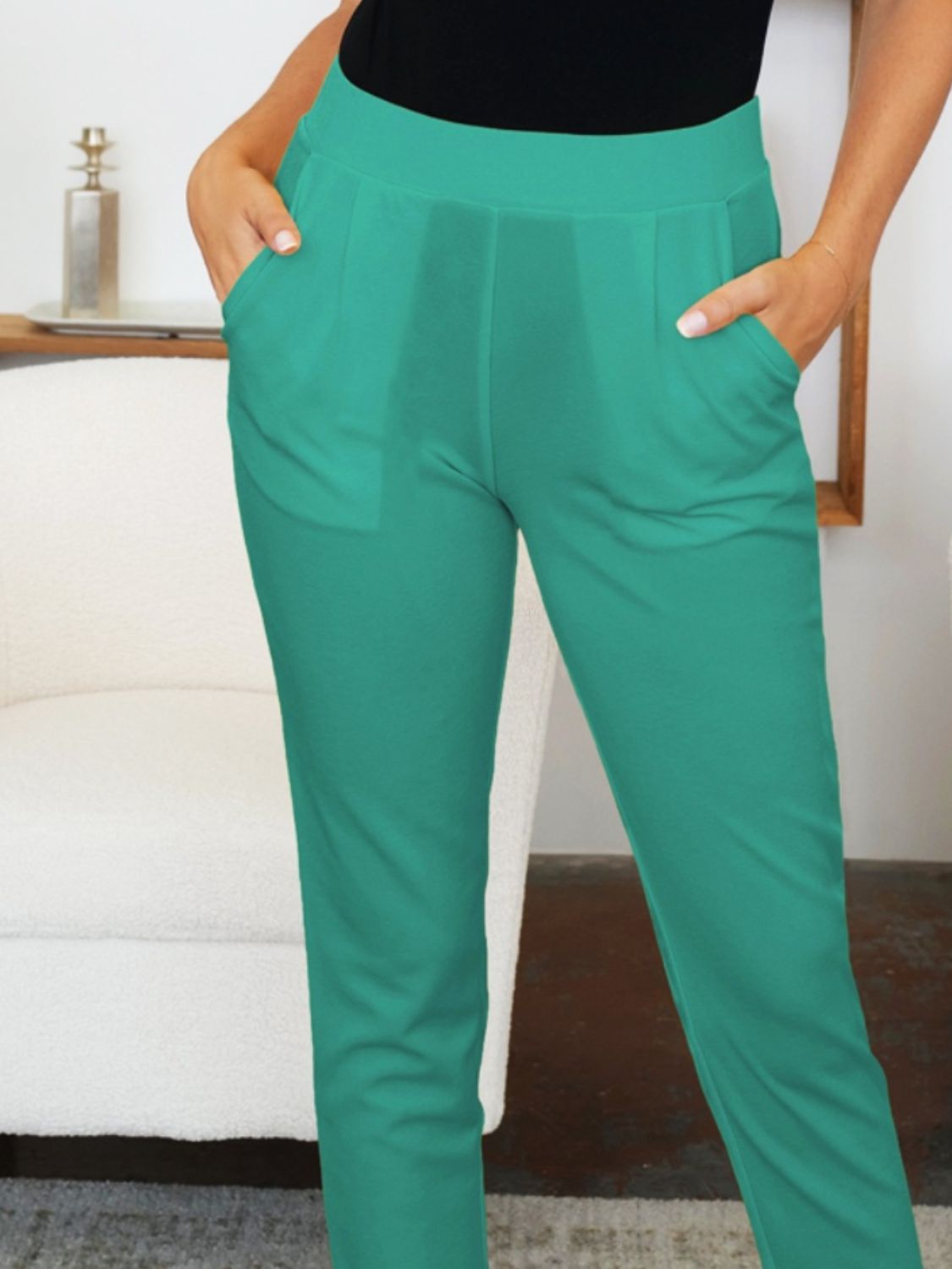 Pocketed High Waist Skinny Pants - Ryzela