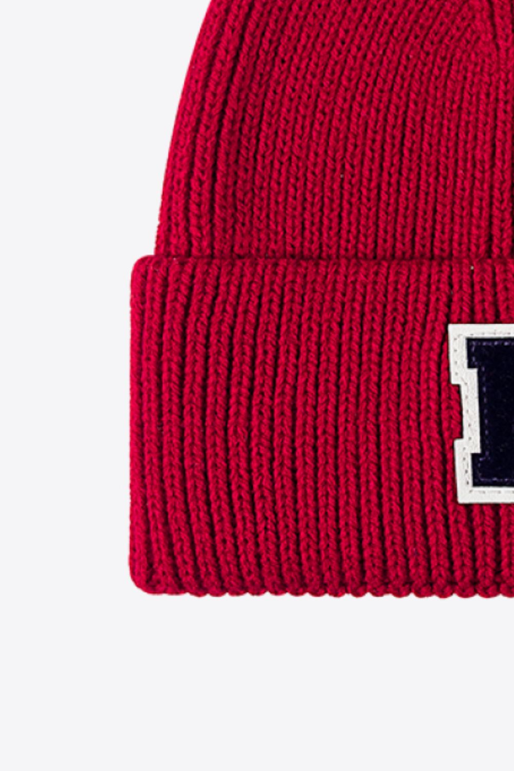 Letter Patch Cuffed Knit Beanie - Ryzela