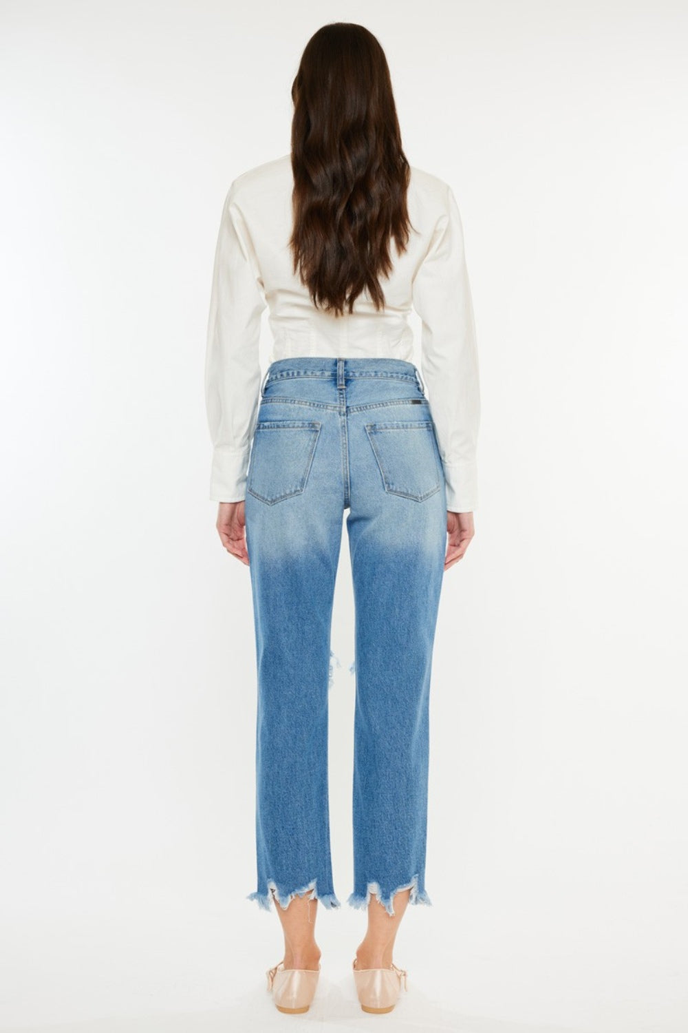 Kancan Distressed Frayed Hem Cropped Jeans - Ryzela