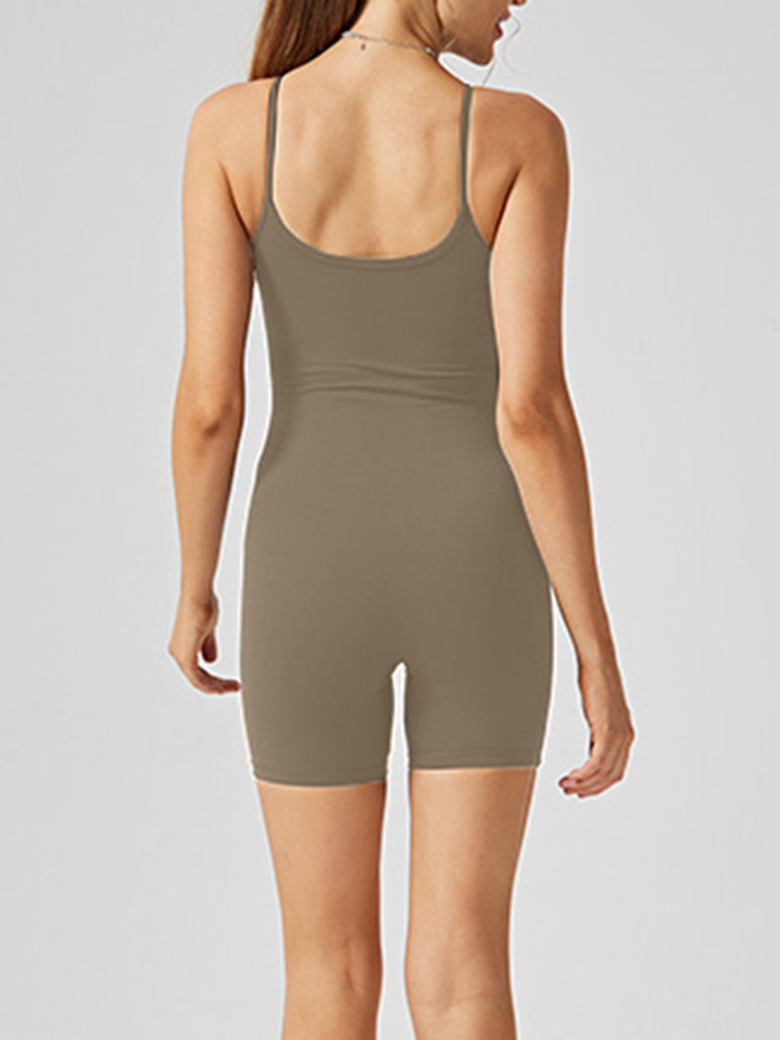 Scoop Neck Spaghetti Strap Active Romper - Ryzela