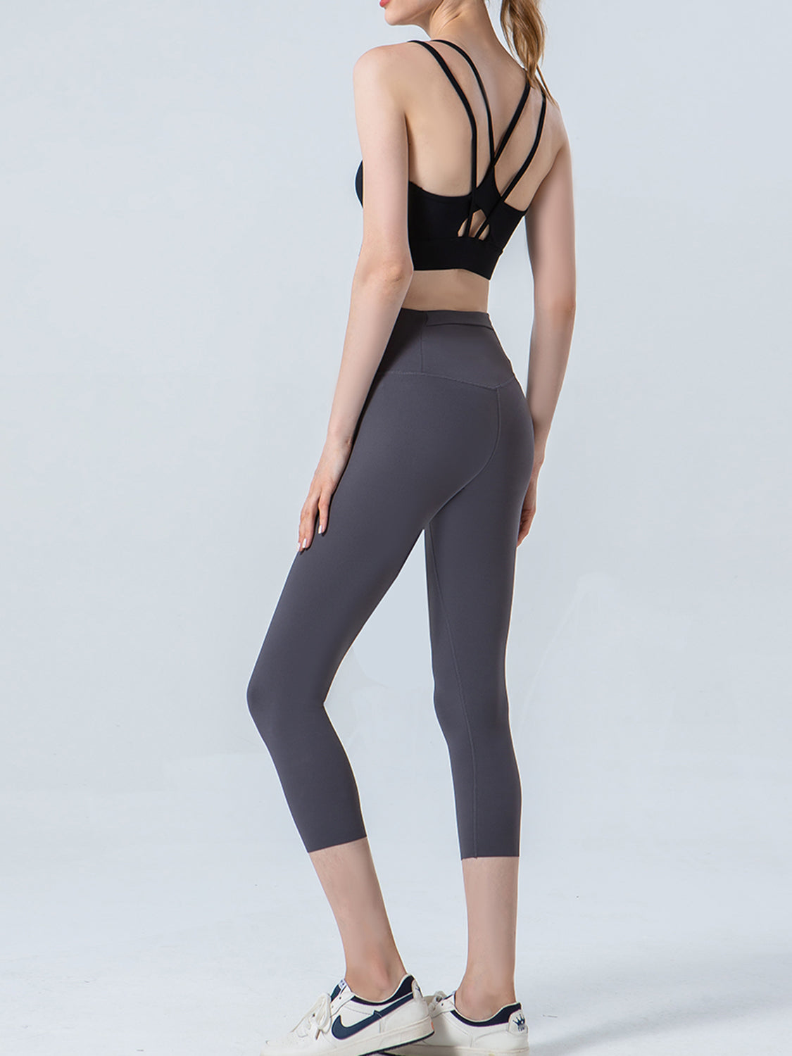 Wide Waistband Cropped Sports Leggings - Ryzela