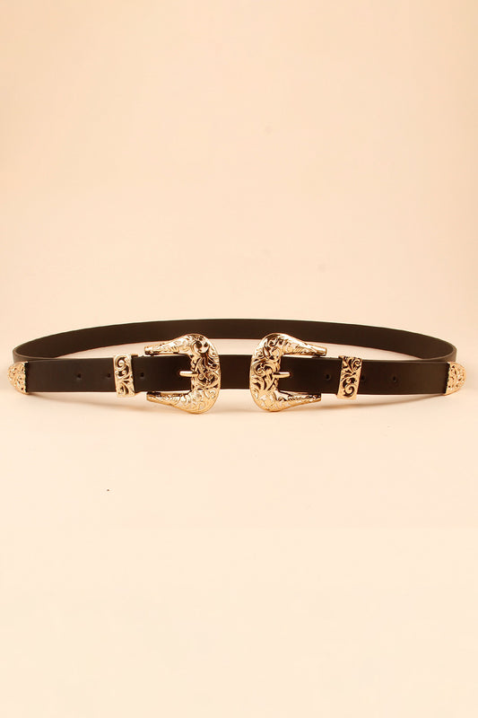 Double Buckle PU Leather Belt - Ryzela