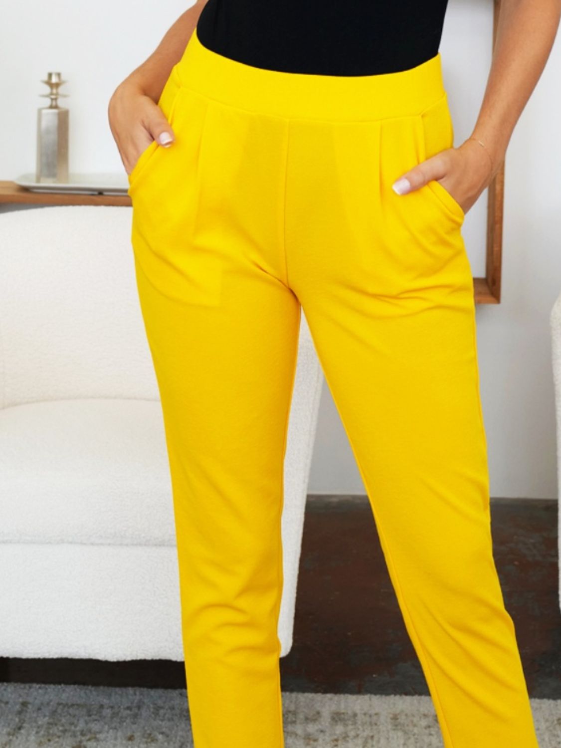 Pocketed High Waist Skinny Pants - Ryzela