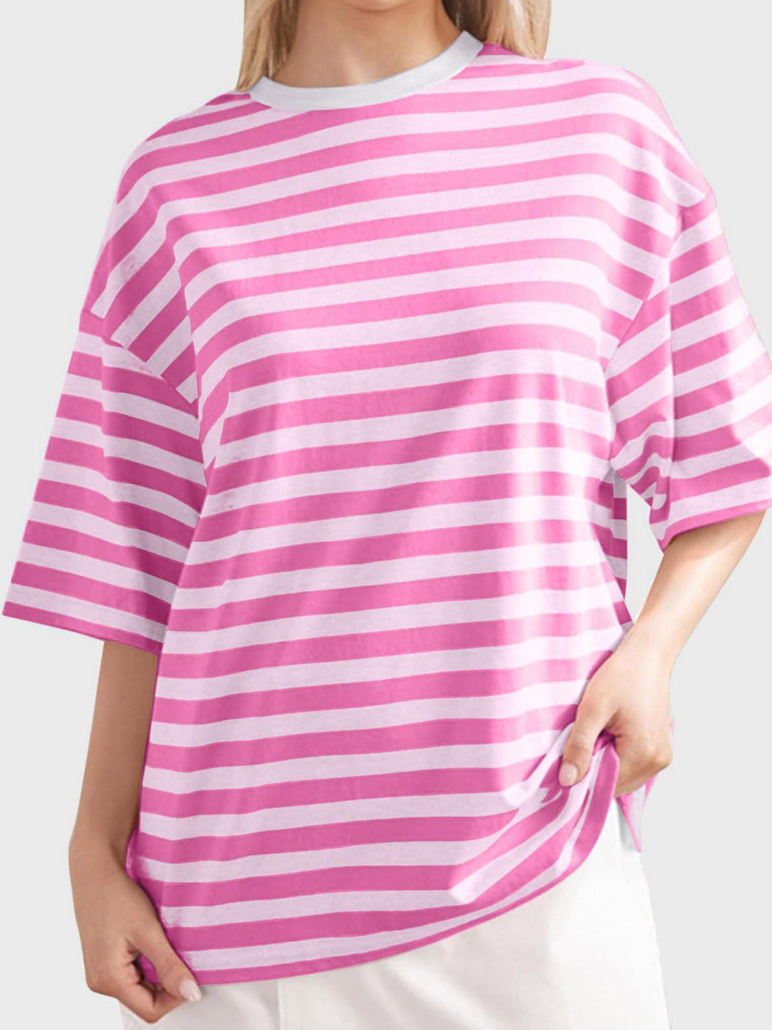 Striped Round Neck Half Sleeve T-Shirt - Ryzela