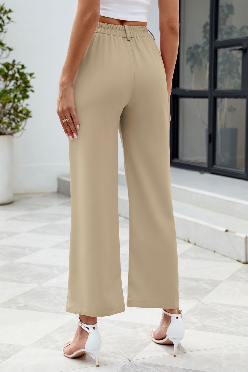 Pocketed High Waist Pants - Ryzela