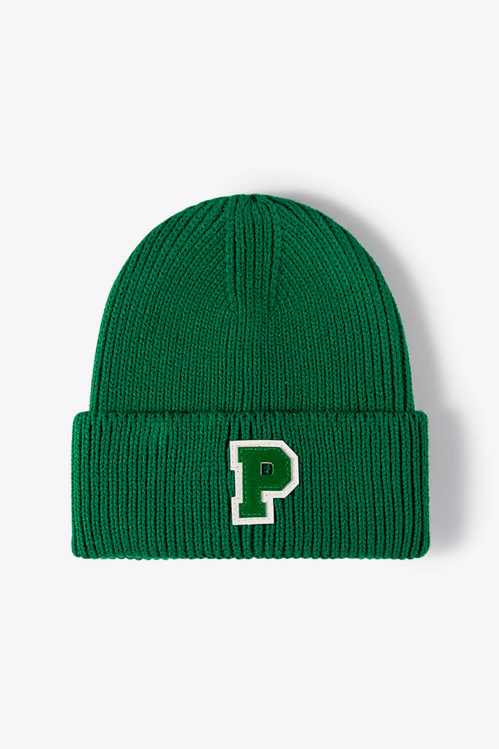 Letter Patch Cuffed Knit Beanie - Ryzela