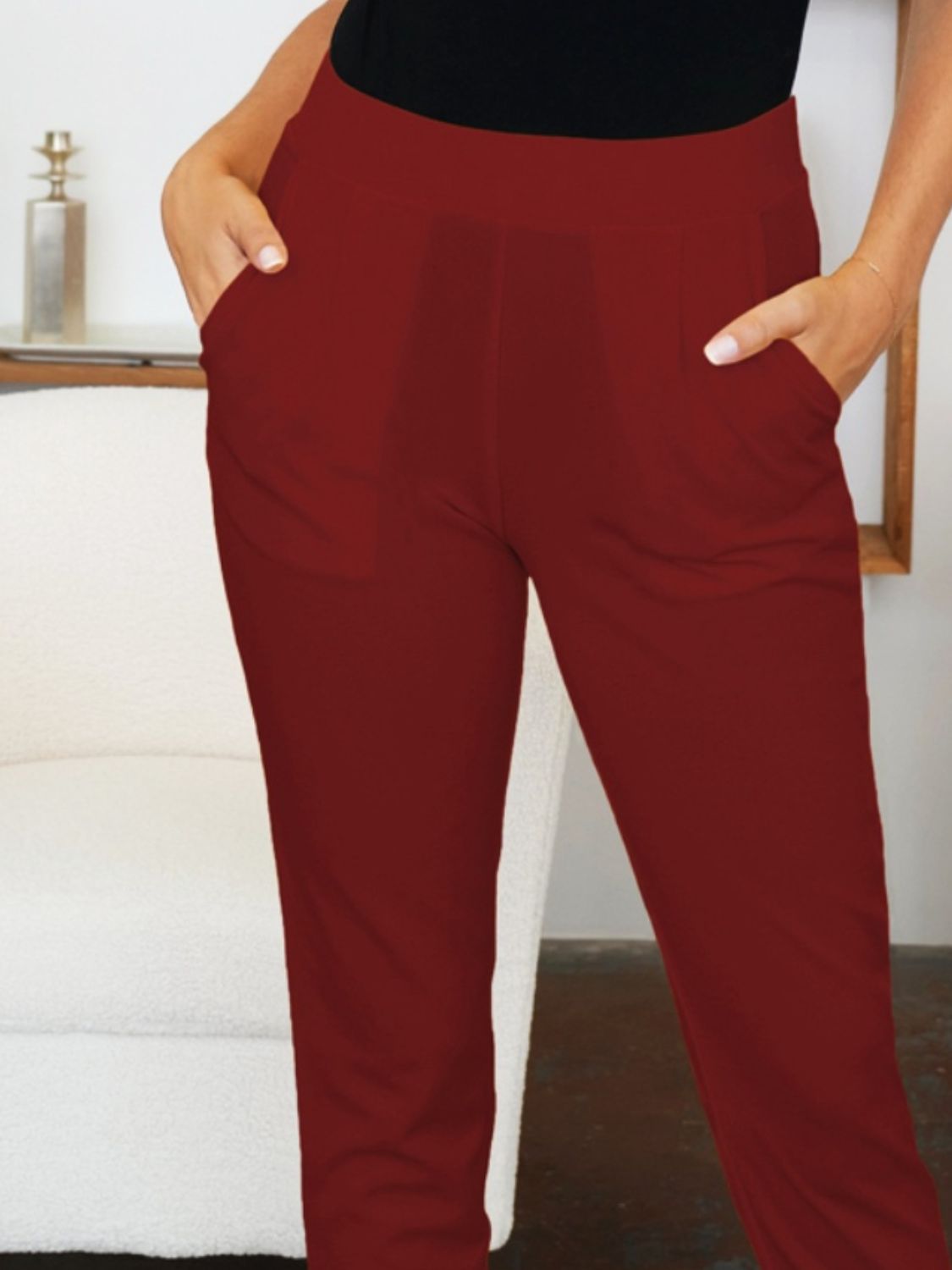 Pocketed High Waist Skinny Pants - Ryzela