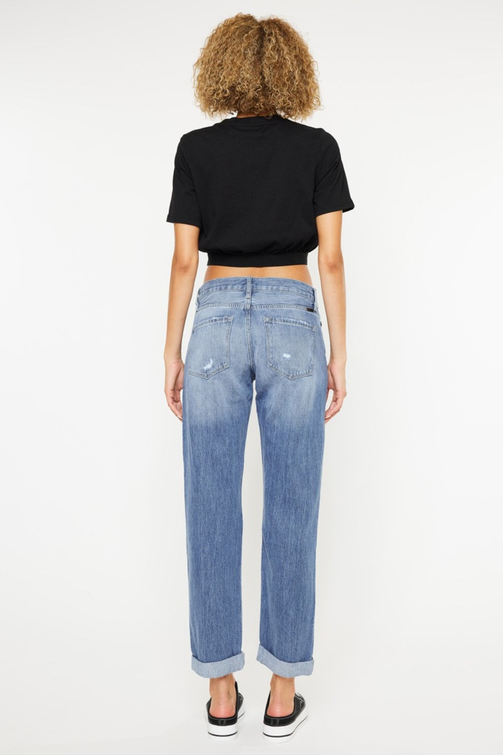 Kancan Mid Rise Distressed Straight Jeans - Ryzela