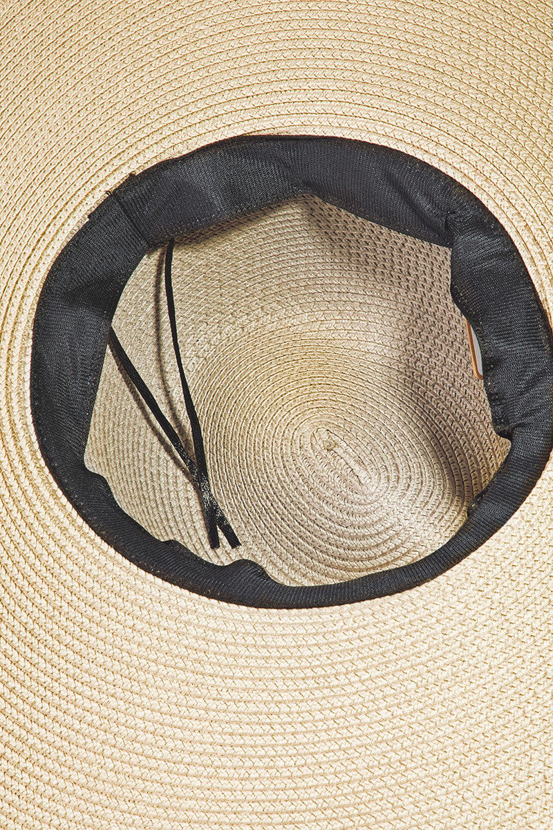 Fame Rope Strap Wide Brim Weave Hat - Ryzela