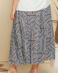 Plus Size Geometric Pleated Skirt - Ryzela