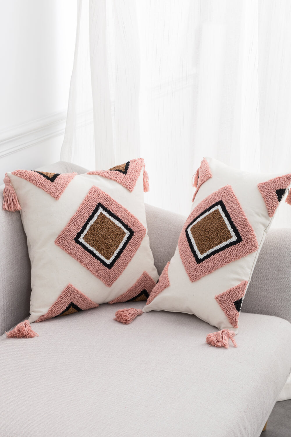 Geometric Graphic Tassel Decorative Throw Pillow Case  Trendsi   