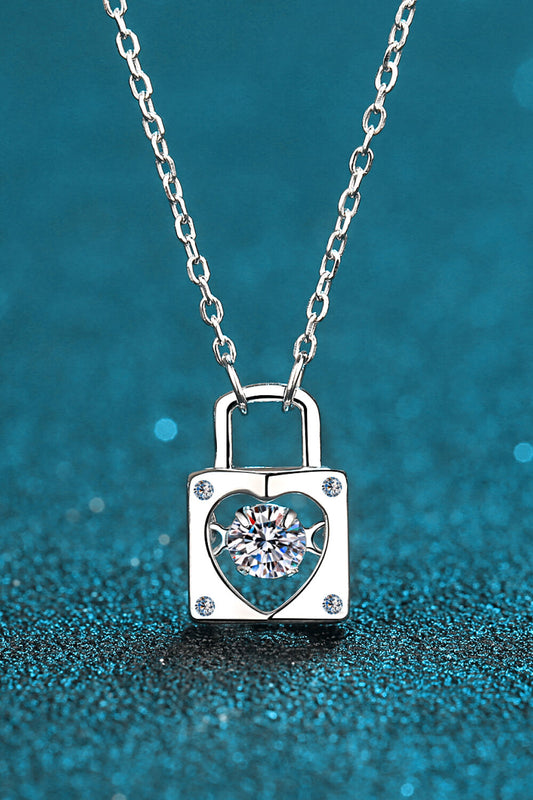 Moissanite Lock Pendant Necklace - Ryzela