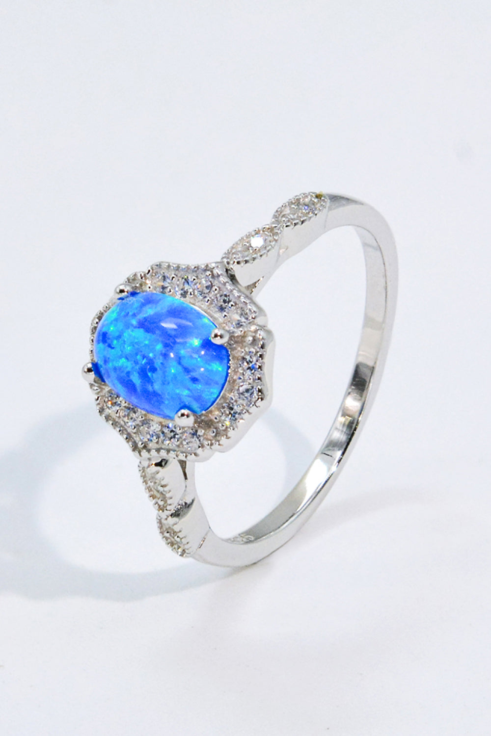 Opal and Zircon 925 Sterling Silver Ring  Trendsi Blue 5 