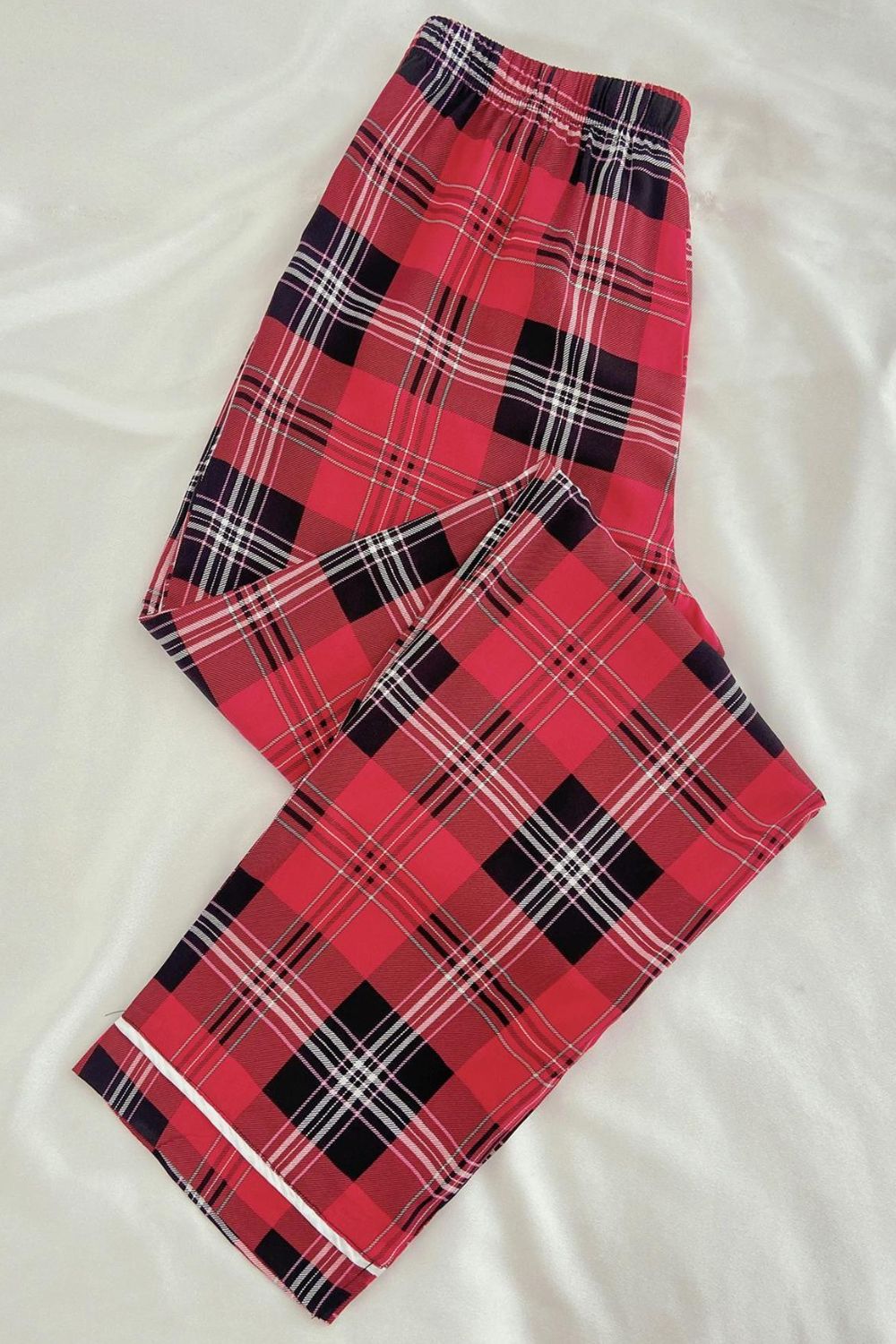 Plaid Tied Loungewear Pants - Ryzela