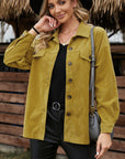 Corduroy Long Sleeve Button-Up Shirt Jacket - Ryzela