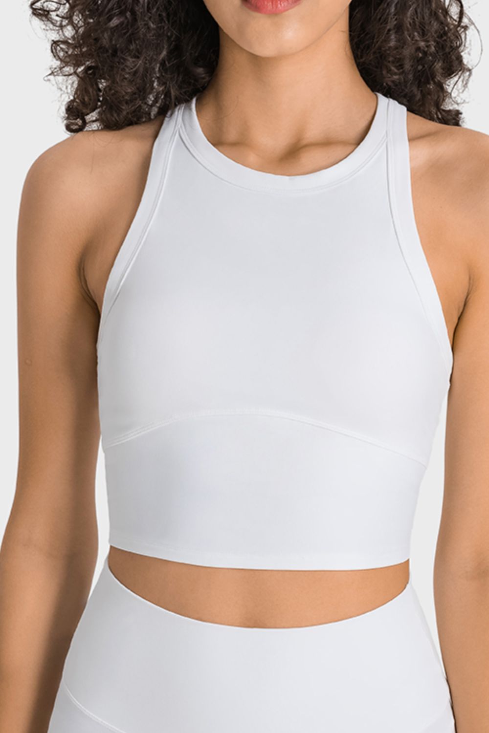 Racerback Cropped Sports Tank  Trendsi White 4 