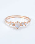 Natural Moonstone and Zircon 18K Rose Gold-Plated Ring - Ryzela