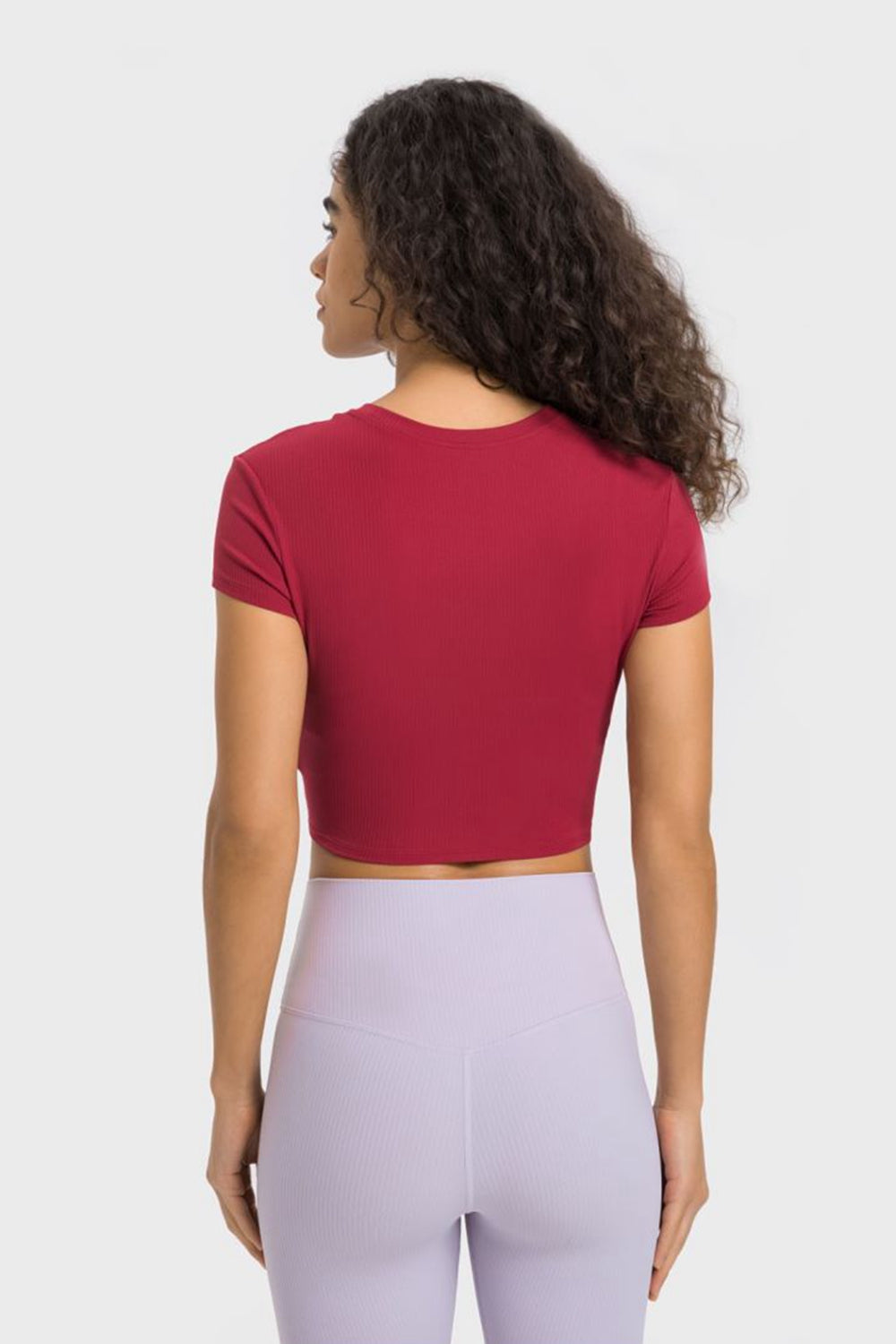 Round Neck Short Sleeve Cropped Sports T-Shirt  Trendsi   