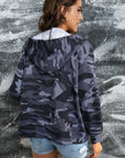 Camouflage Drawstring Detail Zip Up Hooded Jacket - Ryzela