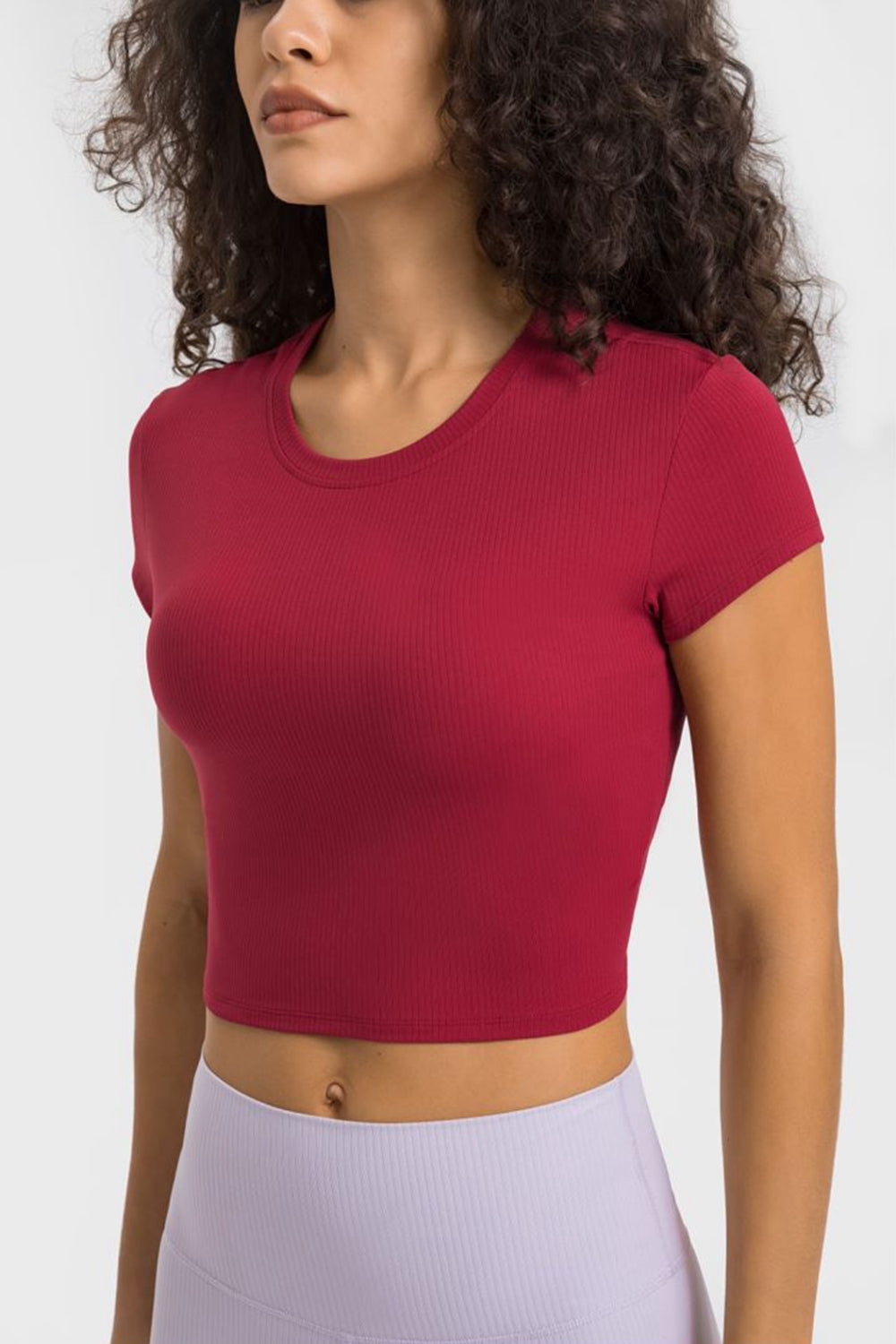 Round Neck Short Sleeve Cropped Sports T-Shirt  Trendsi   