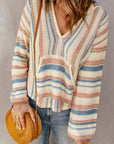 Striped Hooded Sweater with Kangaroo Pocket  Trendsi   