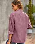 Corduroy Long Sleeve Button-Up Shirt Jacket - Ryzela