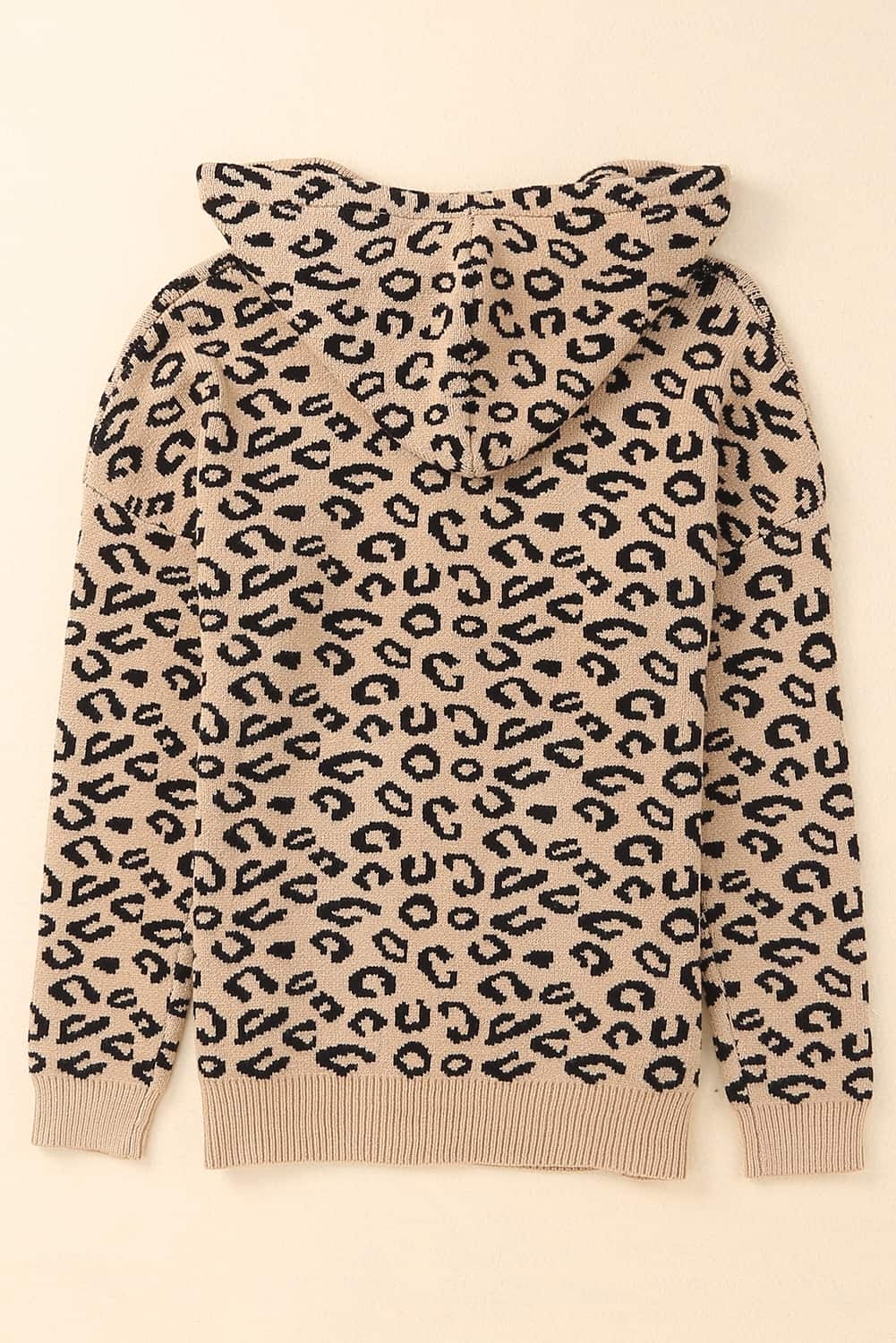 Leopard Print Drawstring Hooded Sweater  Trendsi   