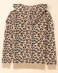 Leopard Print Drawstring Hooded Sweater  Trendsi   