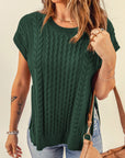 Cable-Knit Side Slit Sweater Vest - Ryzela