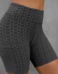 Textured High Waisted Biker Shorts  Trendsi   