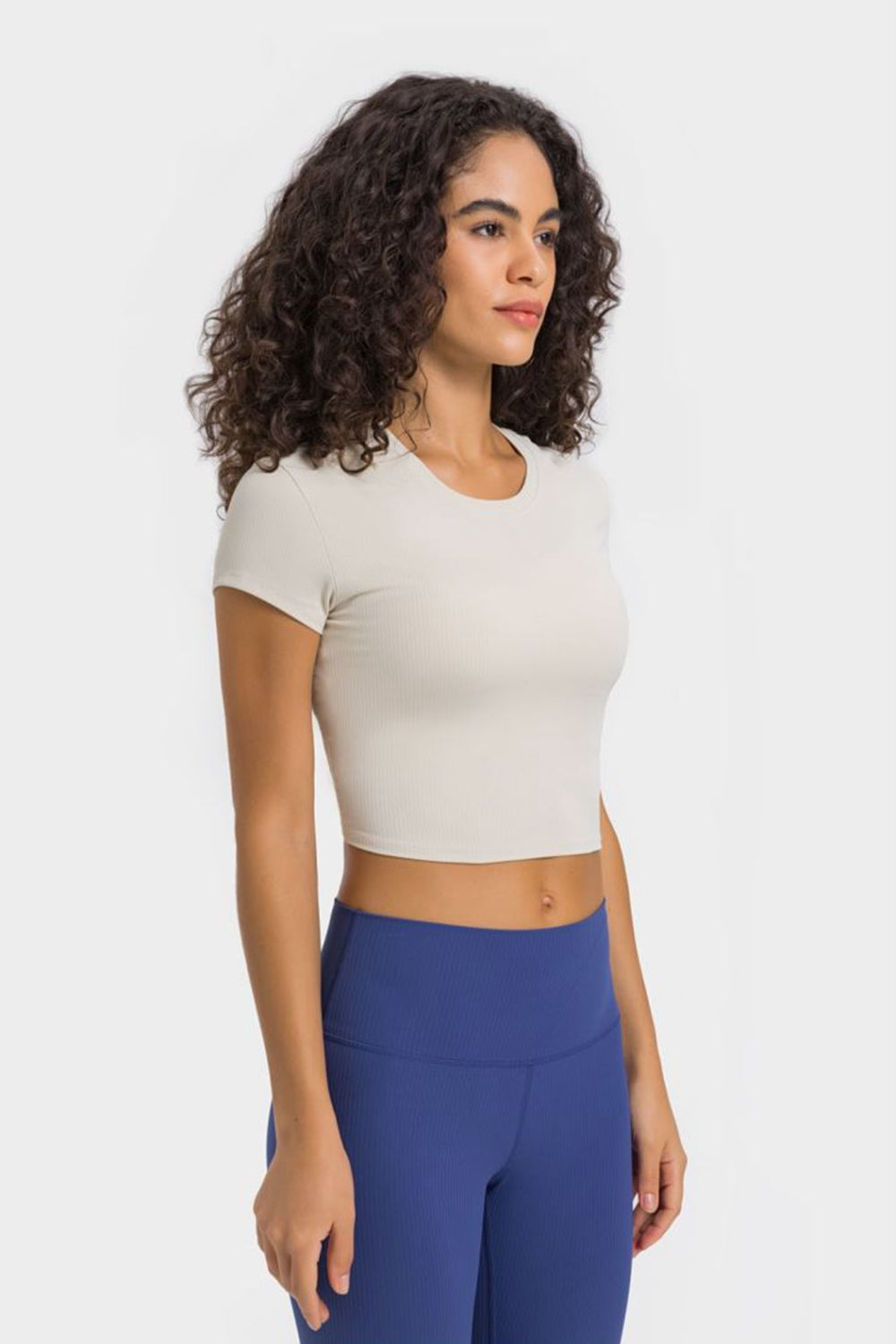 Round Neck Short Sleeve Cropped Sports T-Shirt  Trendsi   