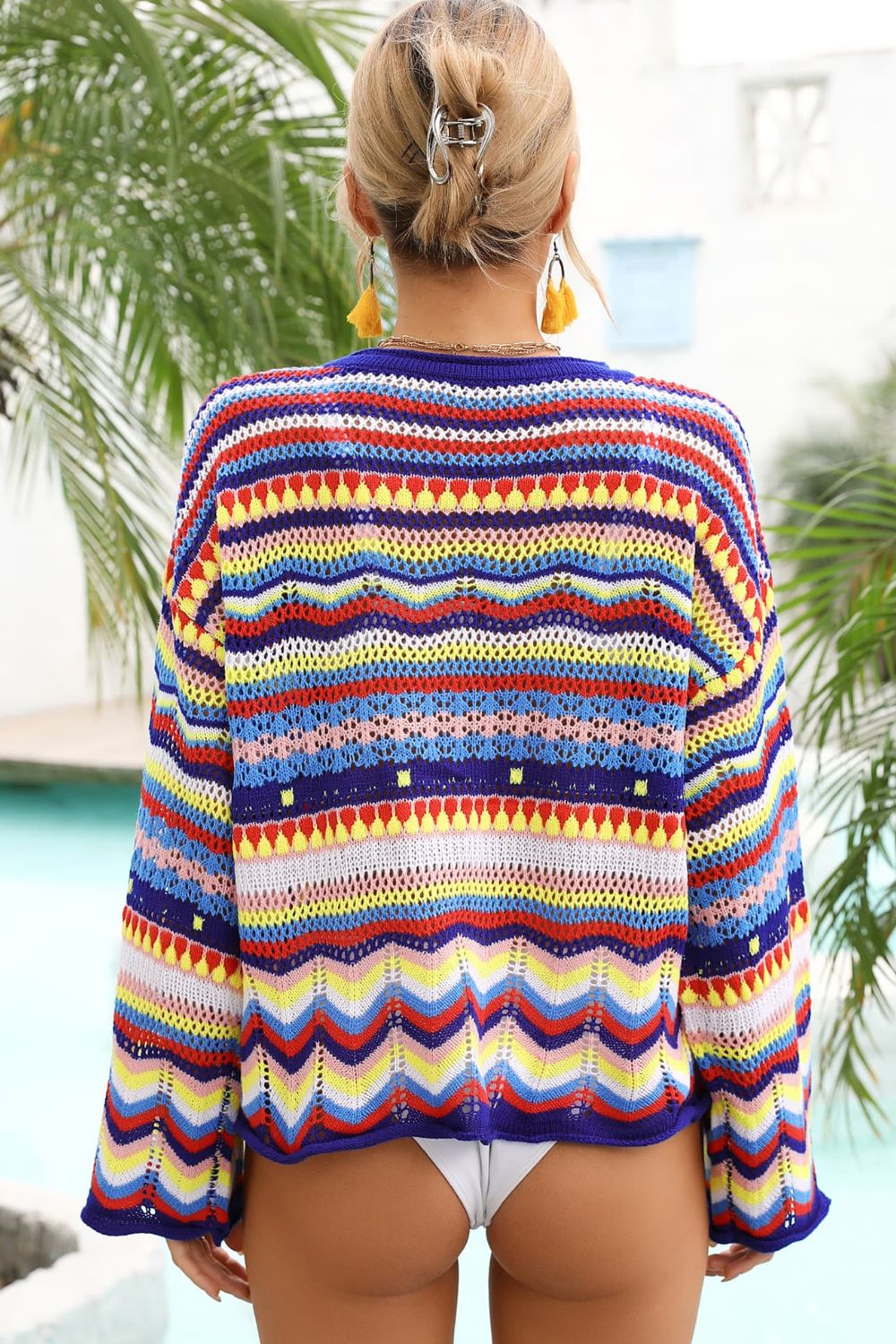 Multicolored Stripe Round Neck Cover-Up - Ryzela