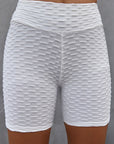 Textured High Waisted Biker Shorts  Trendsi White S 
