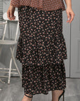 Plus Size Ditsy Floral Layered Maxi Skirt - Ryzela