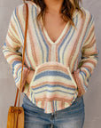 Striped Hooded Sweater with Kangaroo Pocket  Trendsi   